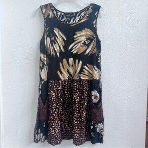Carol Little Sport black tan mixed print mini dress